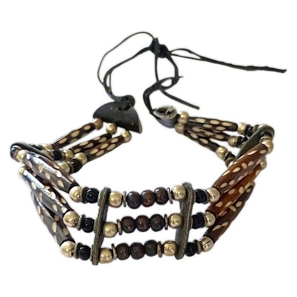 Native American Style Choker Necklace Ceramic Beaded Tribal Ethnic Bohemian - Picture 6 of 16